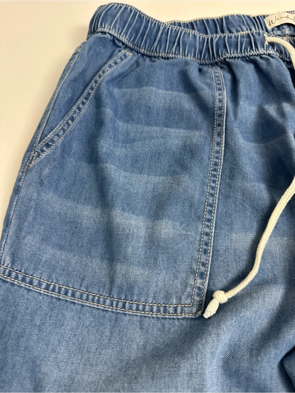 Wonderly women’s large ,Harbour elastic drawstring waistband pull on denim pants